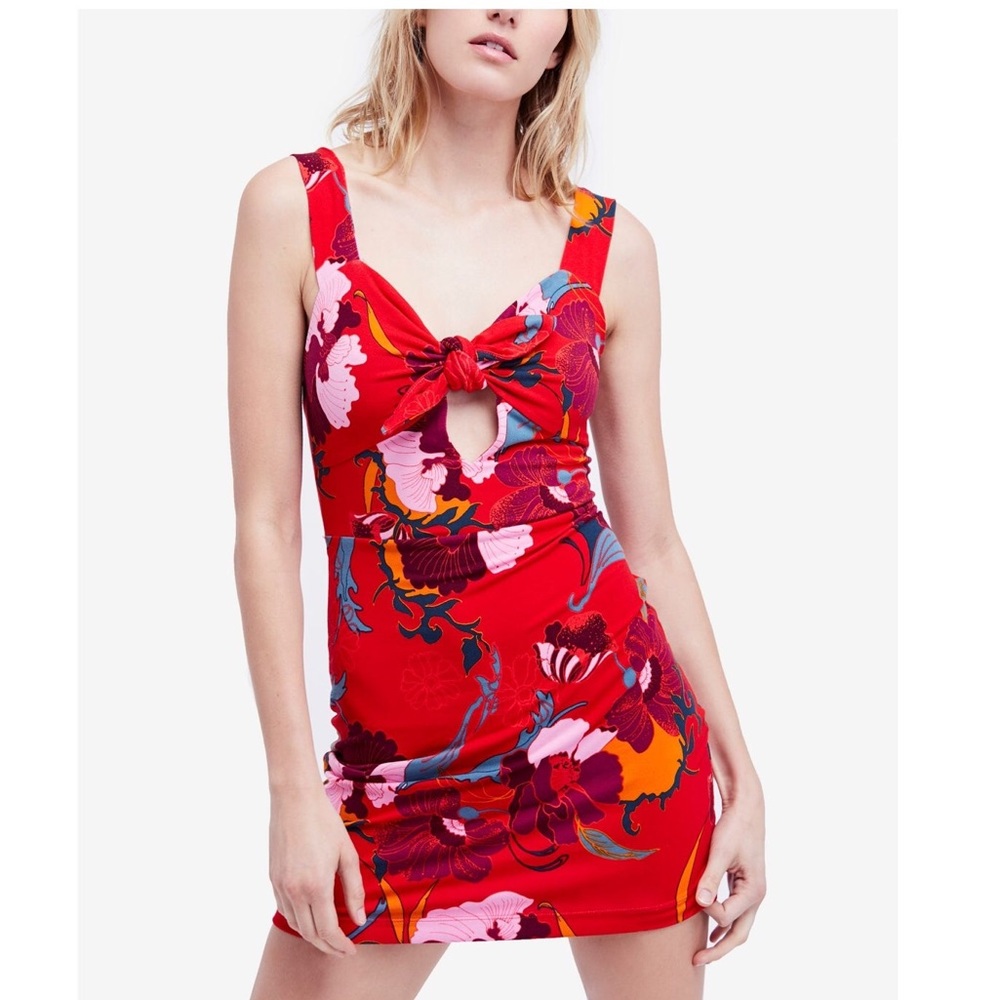 LAST CALL!! NWOT Free People Red Floral Tie Front Dress